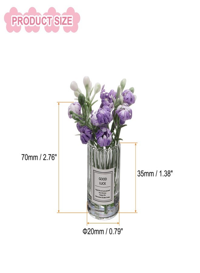 CoCud Mini Flowers Dollhouse in Vase, 2.76" Length, Silk Plastic Miniature Dollhouse Accessories with Tiny Jasmine Light Purple - (Applications: for Fairy Micro House Ornament) 1-Pieces - Image 2