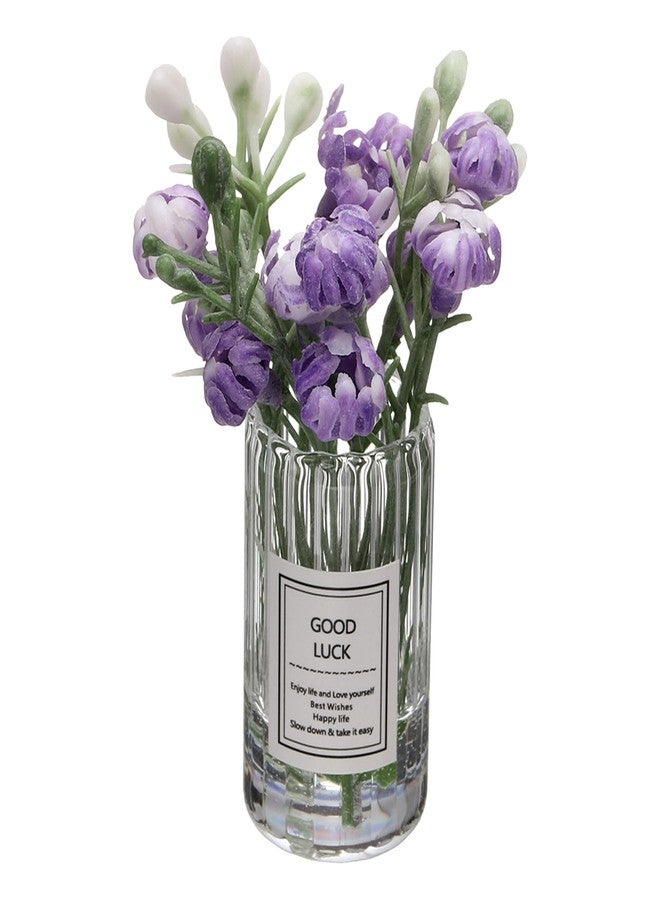 CoCud Mini Flowers Dollhouse in Vase, 2.76" Length, Silk Plastic Miniature Dollhouse Accessories with Tiny Jasmine Light Purple - (Applications: for Fairy Micro House Ornament) 1-Pieces - Image 1
