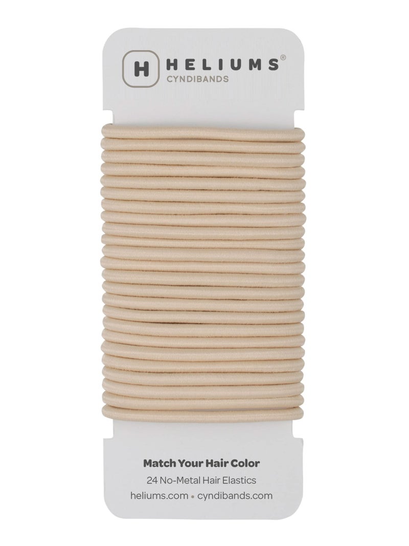 Heliums Cyndibands Elastic Hair Ties â€“ Beige Blonde - No Damage 4mm Ponytail Holders for Women & Kids, 24-Pack Hair Elastics in Neutral Colors - Image 1