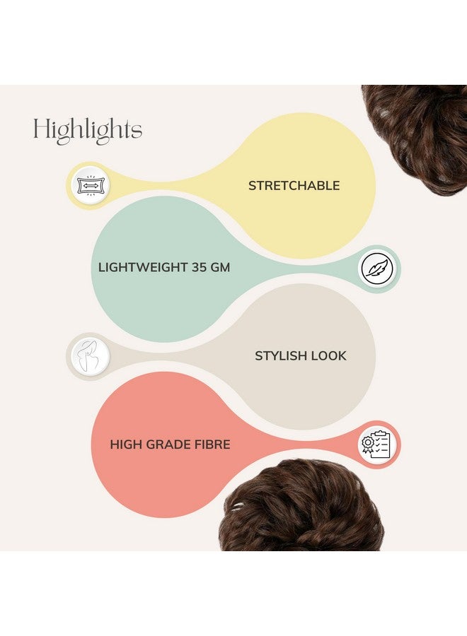 Paradise Juda Hair Bun/Artificial Bun For Hair Juda/Juda Hair Bun Accessories/Juda Hair Band Free Size (Golden Highlights) - Image 4