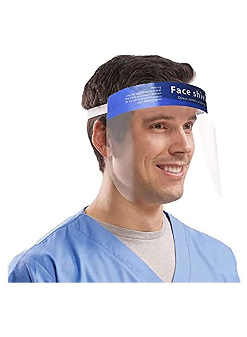 Y&D Plastic Mask Full Face All-Round Protection Cap with Clear Wide Visor Spitting Anti-Fog Lens, Lightweight Transparent Shield Adjustable Elastic Band for Men Women (2 Pack)