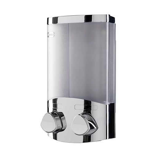 Croydex Wall Mounted Soap Dispenser  Eliminates Shower Clutter Easy to Refill and Has a PreMeasured Pump for Your Shower Gel Shampoo and Conditioner Mount On Corner or Flat Wall Chrome 2x320ml