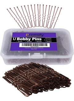 U Shaped Brown Hair Pins, Pack Of 120 Bobby Pins Bun Hair Pins, Hair Grips, Hair Pin For Women, Wedding Bridal Brown Hairpins In Plastic Box