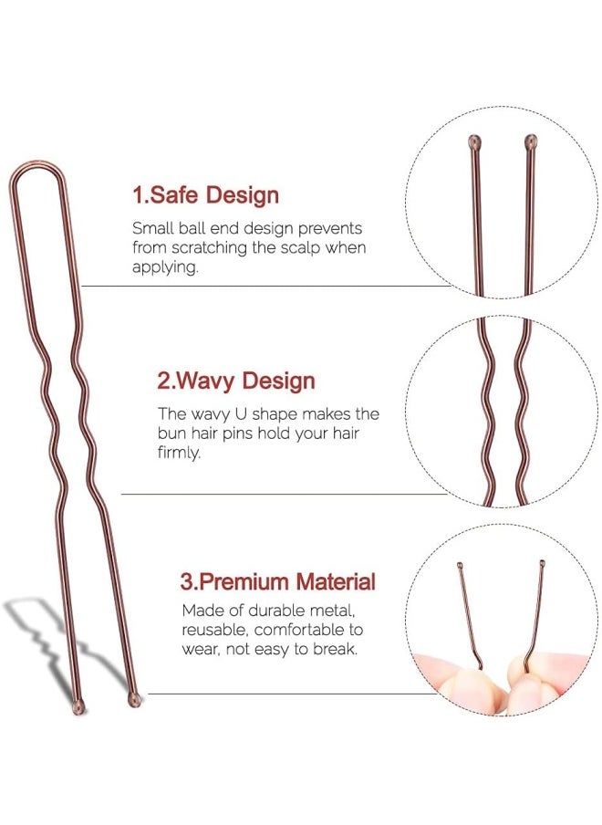 Premify - U Shaped Brown Hair Pins, Pack Of 120 Bobby Pins Bun Hair Pins, Hair Grips, Hair Pin For Women, Wedding Bridal Brown Hairpins In Plastic Box - Image 1