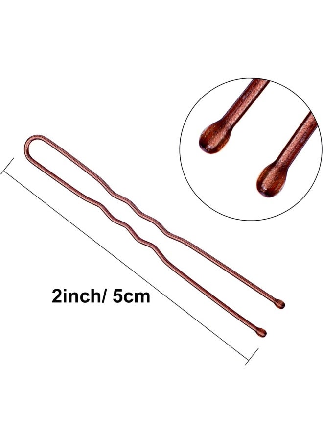 Premify - U Shaped Brown Hair Pins, Pack Of 120 Bobby Pins Bun Hair Pins, Hair Grips, Hair Pin For Women, Wedding Bridal Brown Hairpins In Plastic Box - Image 1