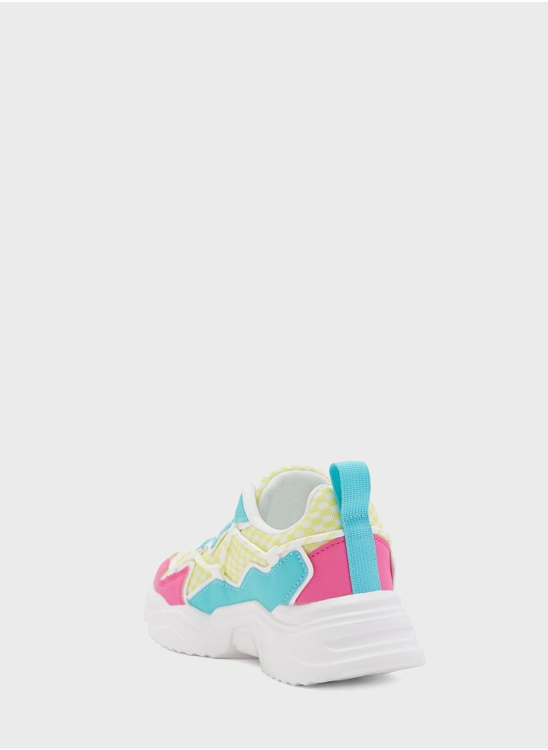 Ginger - Textured Colourblock Lace Detail Sneaker - Image 1