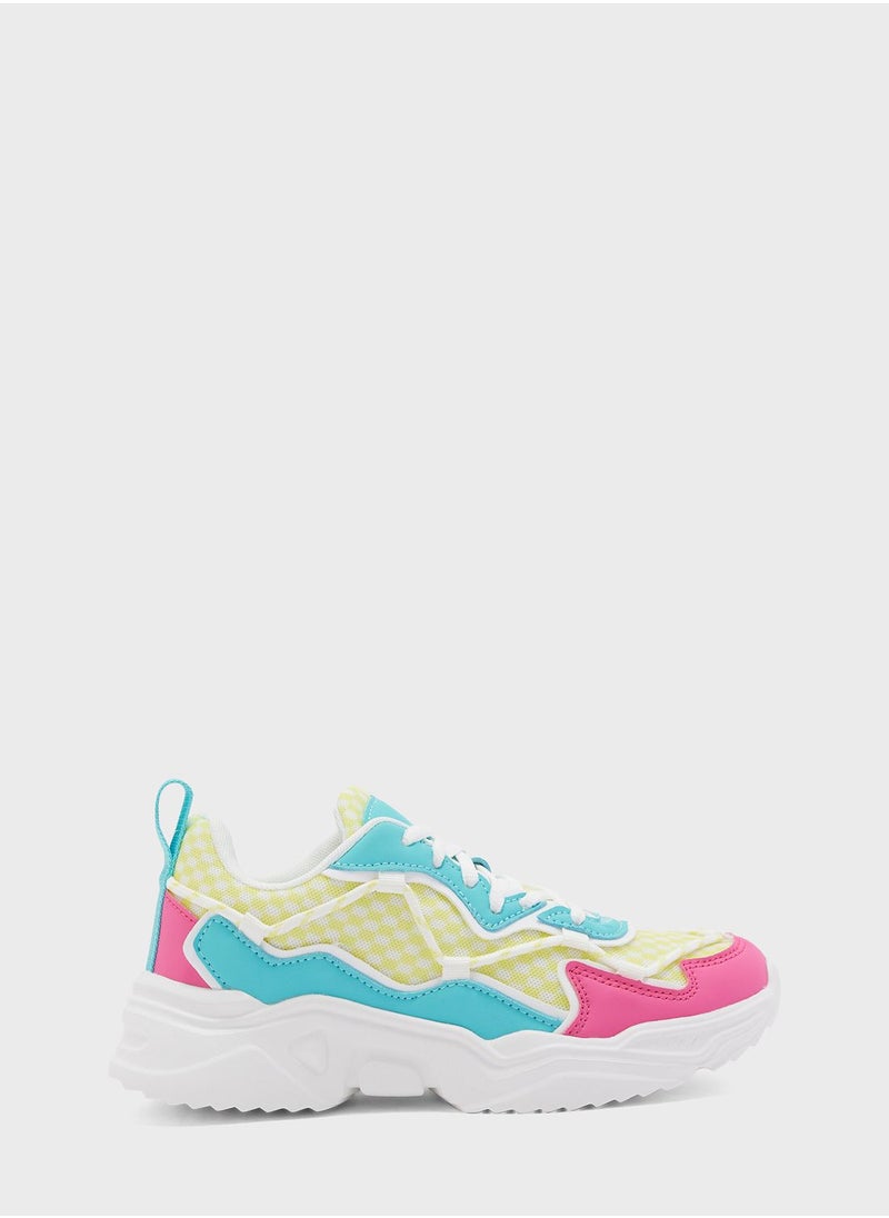 Ginger - Textured Colourblock Lace Detail Sneaker - Image 1