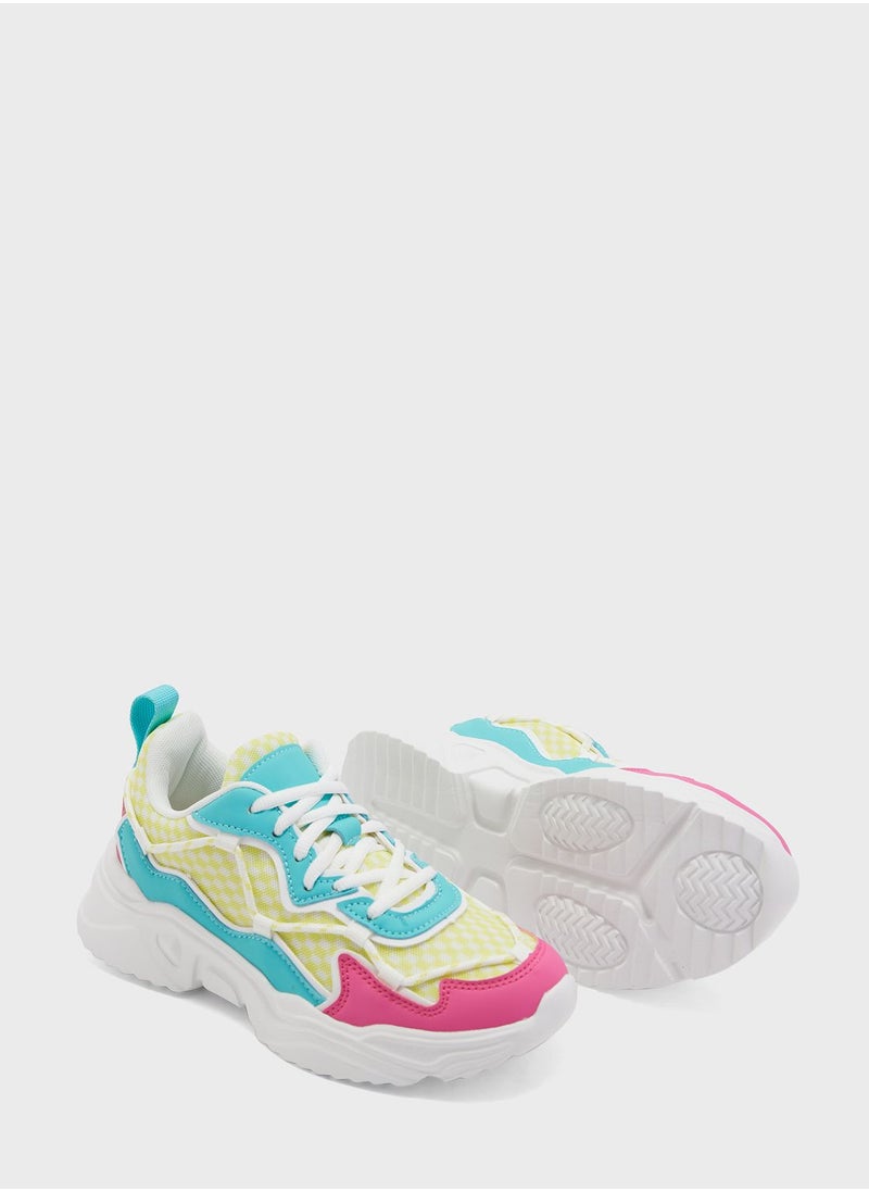 Ginger - Textured Colourblock Lace Detail Sneaker - Image 1