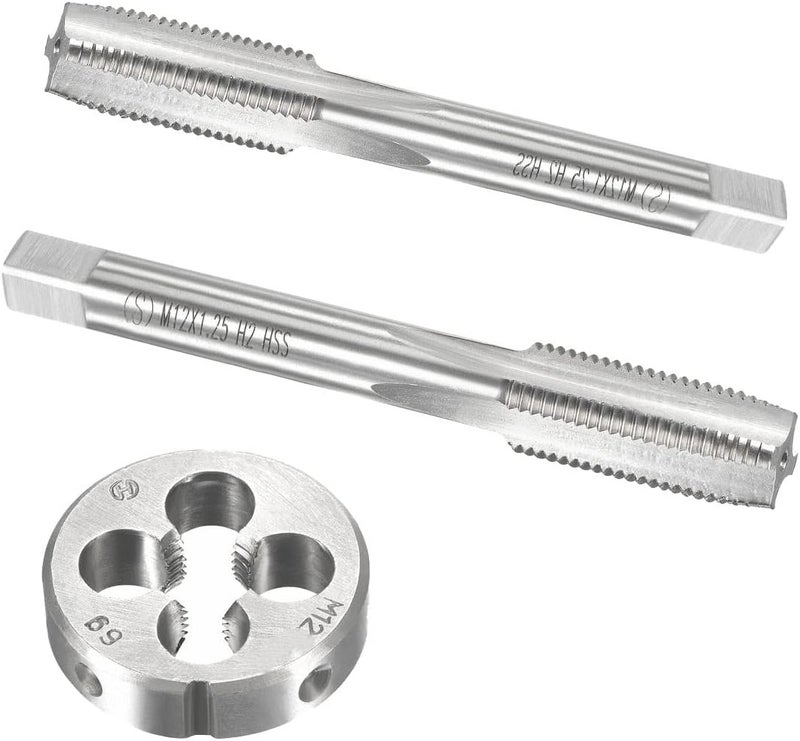Mactoom 12mm x 1.25 HSS Metric Tap and Die Set Right Hand Thread,Tapping DIY Tool 3pcs (M12 x 1.25mm) - Image 1