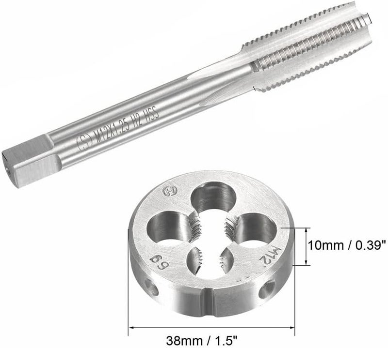 Mactoom 12mm x 1.25 HSS Metric Tap and Die Set Right Hand Thread,Tapping DIY Tool 3pcs (M12 x 1.25mm) - Image 2