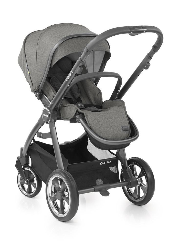 oyster - Babystyle Oyster 3 Premium Compact Fold Baby Stroller From Birth to 22 Kg -Mercury City Grey - Image 1