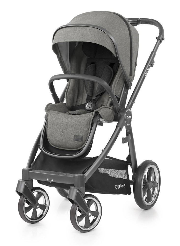 oyster - Babystyle Oyster 3 Premium Compact Fold Baby Stroller From Birth to 22 Kg -Mercury City Grey - Image 1