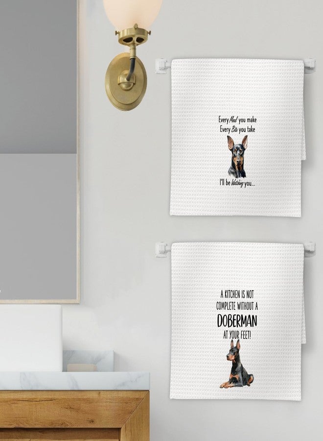 FIicy Doberman Gifts Kitchen Towels Set of 2, Doberman Dog Lover Gifts Dish Towels, DobermanDog Owner Gift Decorative Hand Towels for Kitchen,Gift for DobermanDog Lovers Kitchen Decor(16x24 Inch) - Image 2