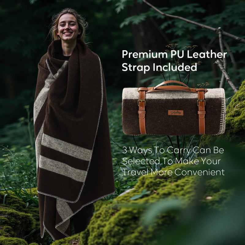 Molithe 100% Wool Blanket, 62" x 86", Warm, Thick, Washable, Military Wool Blanket, Great for Camping, Outdoors, Sporting Events, Survival Kits - Image 4