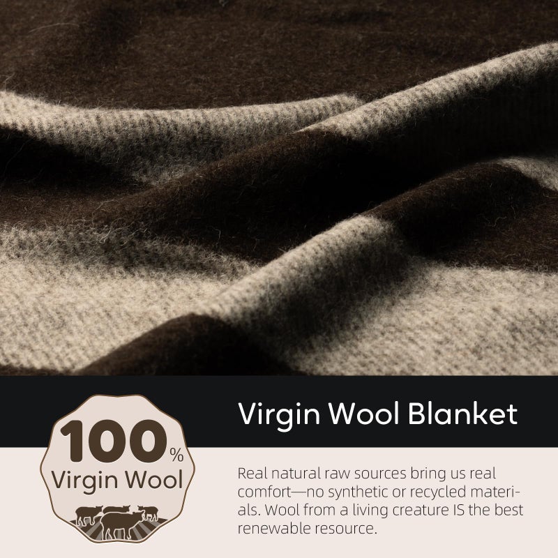 Molithe 100% Wool Blanket, 62" x 86", Warm, Thick, Washable, Military Wool Blanket, Great for Camping, Outdoors, Sporting Events, Survival Kits - Image 3