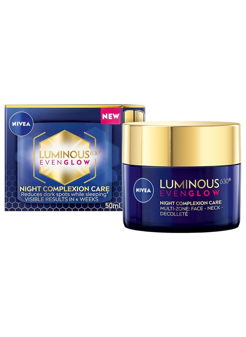 Nivea - LUMINOUS 630 EVEN GLOW Face Anti Dark Spot Night Cream Revitalizing Skin Complexion Repair Hydrating Hyaluronic Acid 50ml - Image 1