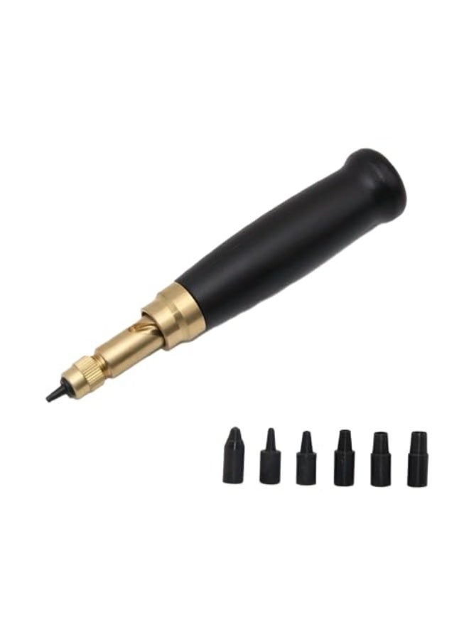 My Souq: 6-in-1 Automatic Screw Punch Tool Set | Adjustable & Precision Hand Punch for Leather, Paper & DIY (1.0mm to 4.0mm) - Image 1