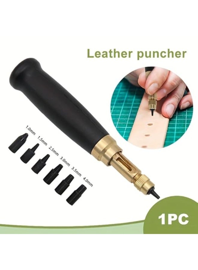 My Souq: 6-in-1 Automatic Screw Punch Tool Set | Adjustable & Precision Hand Punch for Leather, Paper & DIY (1.0mm to 4.0mm) - Image 5