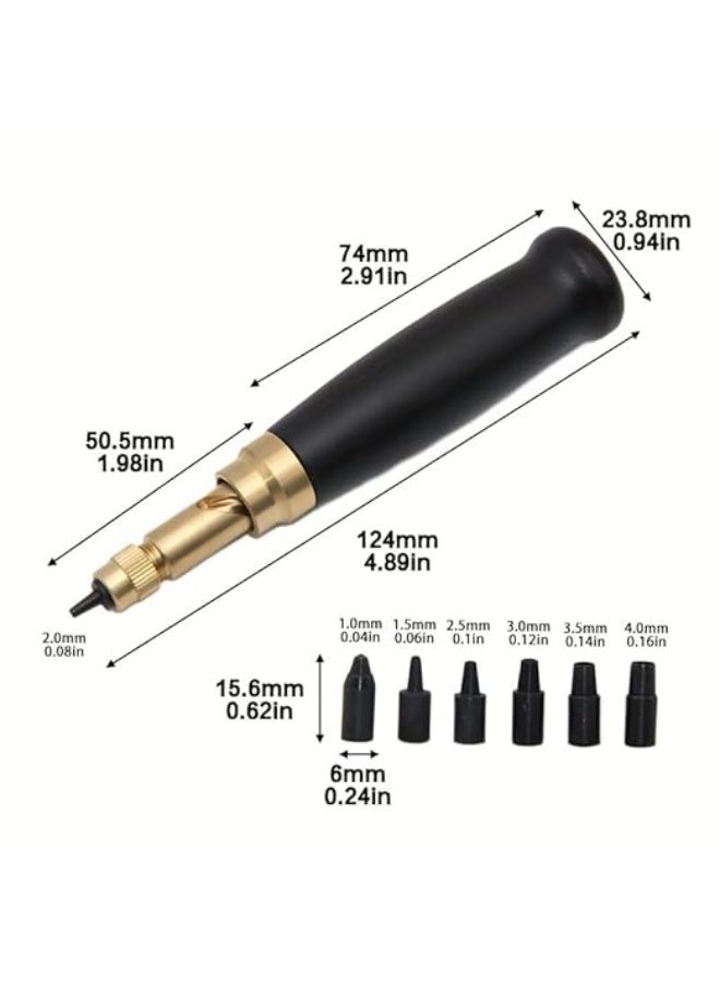 My Souq: 6-in-1 Automatic Screw Punch Tool Set | Adjustable & Precision Hand Punch for Leather, Paper & DIY (1.0mm to 4.0mm) - Image 3