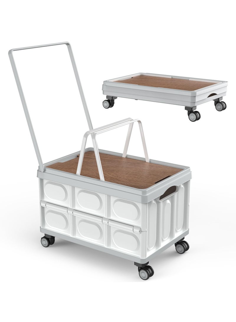 XICEN Folding Wagon, Collapsible Plastic Crate with Wheels and Handles Outdoor Storage Box Grocery Cart On Casters Foldable Hard Plastic Trunk Organizer for SUV Rolling Cart for Teachers Camping Shopping/Garden Beach Grocery Camping  - Image 1