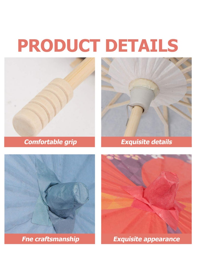SYOSI - 2 Pack Paper Parasol Umbrellas, DIY Umbrella Mini Umbrella for Decorative Baby Shower Party Wedding Decorations Craft Photo Props, White - Image 1