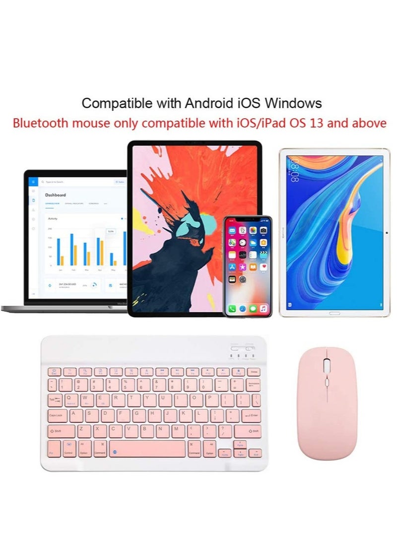 ELTRAZONE Rechargeable Bluetooth Keyboard and Mouse Combo Ultra-Slim Portable Compact Wireless Mouse Keyboard Set for Android Windows Tablet Cell Phone iPhone iPad Pro Air Mini, iPad OS/iOS 13 and Above (Pink) - Image 2