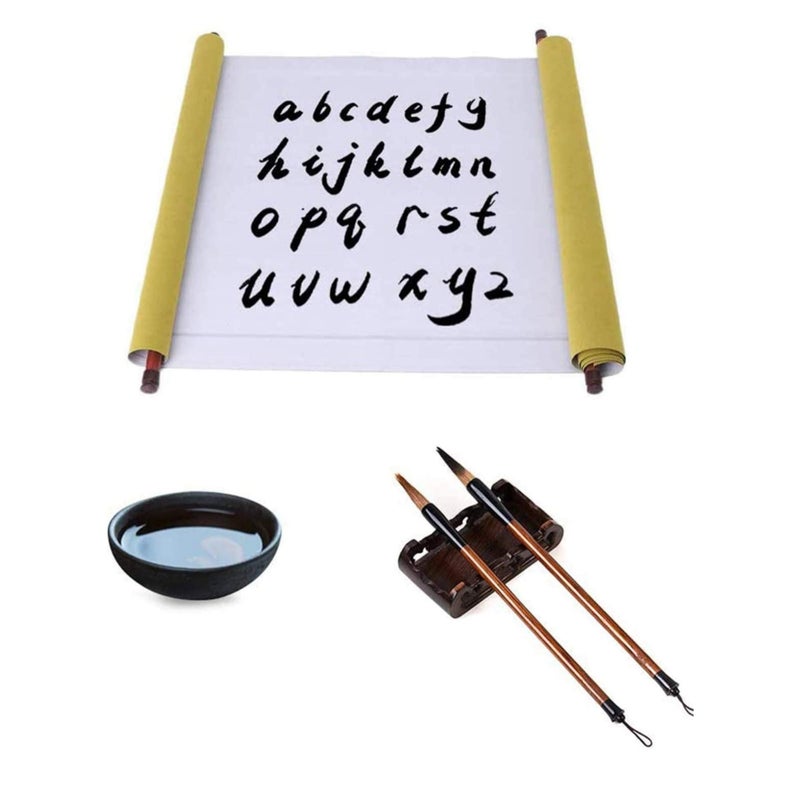 Barakah Chinese Water Paper Calligraphy Set, Reusable Eco-Friendly No Ink Needed Water Writing Cloth Paper with Chinese Brush and Water Dish, Gift Set for Calligraphy Beginners - Image 1