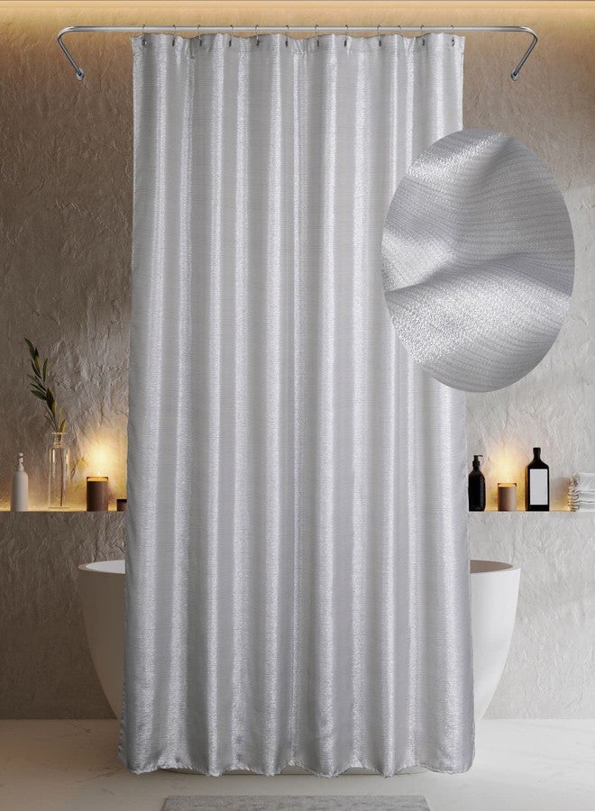 Popkozzi Silver Grey Sparkle Shower Curtain: Modern Luxury Elegant Light Gray Metallic Fabric Curtain Set for Bling Glamour Festive Bathroom Décor - Chic Neutral Fancy Glitter Bathroom Accessories - 72x72 - Image 1