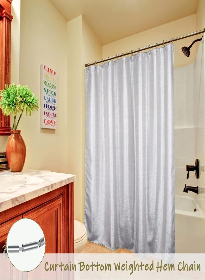 Popkozzi Silver Grey Sparkle Shower Curtain: Modern Luxury Elegant Light Gray Metallic Fabric Curtain Set for Bling Glamour Festive Bathroom Décor - Chic Neutral Fancy Glitter Bathroom Accessories - 72x72 - Image 5