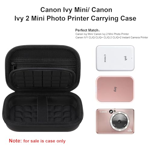Elonbo Carrying Case for Canon Ivy 2 Canon Ivy Mini Photo Printer Portable Instant Smartphone Color Print Digital Camera Hard Travel Bag Wireless Mobile Picture Printer Storage Holder Black - Image 3