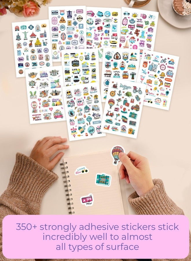 DOODLE Paper 10 Pages Wall Sticker Booklet With 350+ Fun,Quirky And Colourful Self Adhesive Wall Stickers|Perfect For Girls,Kids,Teens,Adults(Travelogue),21 Cm,14.5 cms - Image 3