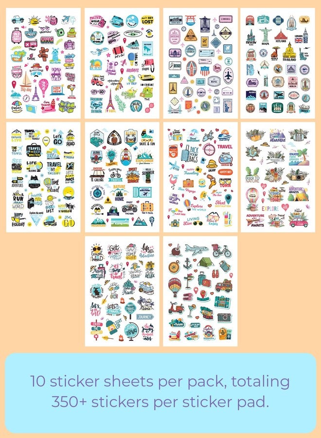 DOODLE Paper 10 Pages Wall Sticker Booklet With 350+ Fun,Quirky And Colourful Self Adhesive Wall Stickers|Perfect For Girls,Kids,Teens,Adults(Travelogue),21 Cm,14.5 cms - Image 2