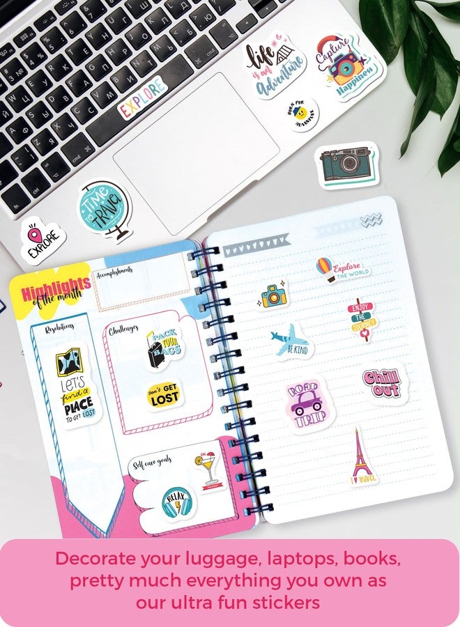 DOODLE Paper 10 Pages Wall Sticker Booklet With 350+ Fun,Quirky And Colourful Self Adhesive Wall Stickers|Perfect For Girls,Kids,Teens,Adults(Travelogue),21 Cm,14.5 cms - Image 4