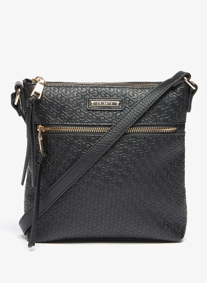 سيليست Women Monogram Embossed Crossbody Bag with Zip Closure and Strap