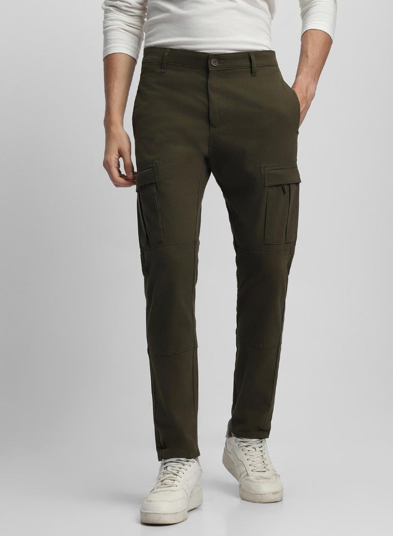 Dennis Lingo Olive Slim Fit Cargo Pants for Men - Cotton Lycra, Full Length, Mid Rise, Casual  - Image 2