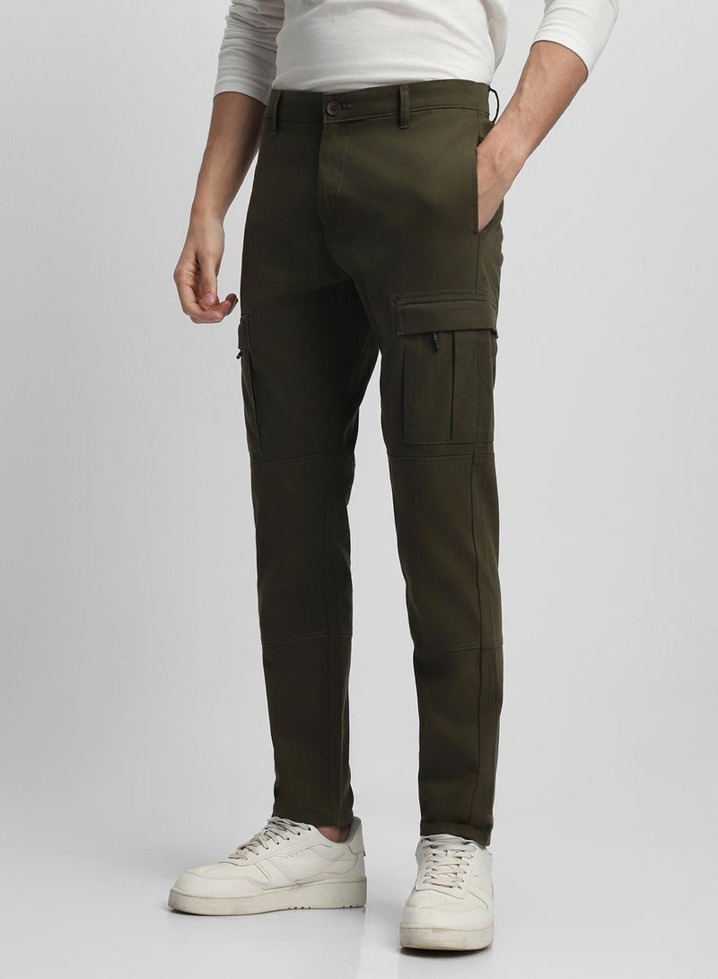 Dennis Lingo Olive Slim Fit Cargo Pants for Men - Cotton Lycra, Full Length, Mid Rise, Casual  - Image 3