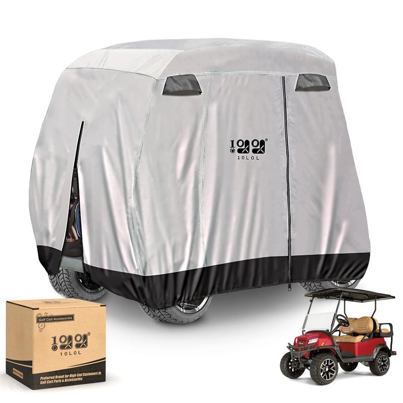 10L0L Golf Cart Covers Universal Fits Yamaha EZGO Club Car Lifted 2/4 Passengers 3-zipper Doors Golf Cart Waterproof Windproof Sunproof Outdoor Polyester Full Cover - Image 1