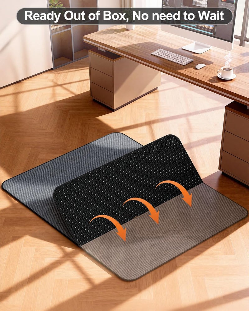 Blvornl Corduroy Office Chair Mat for Hardwood Floor and Low Pile Carpet, 35.4" x 47.3" Non-Slip Desk Rolling Chair Mat for Hard Floors, Heavy Duty Carpeted Floor Protector Rug for Home, Dark Grey - Image 2