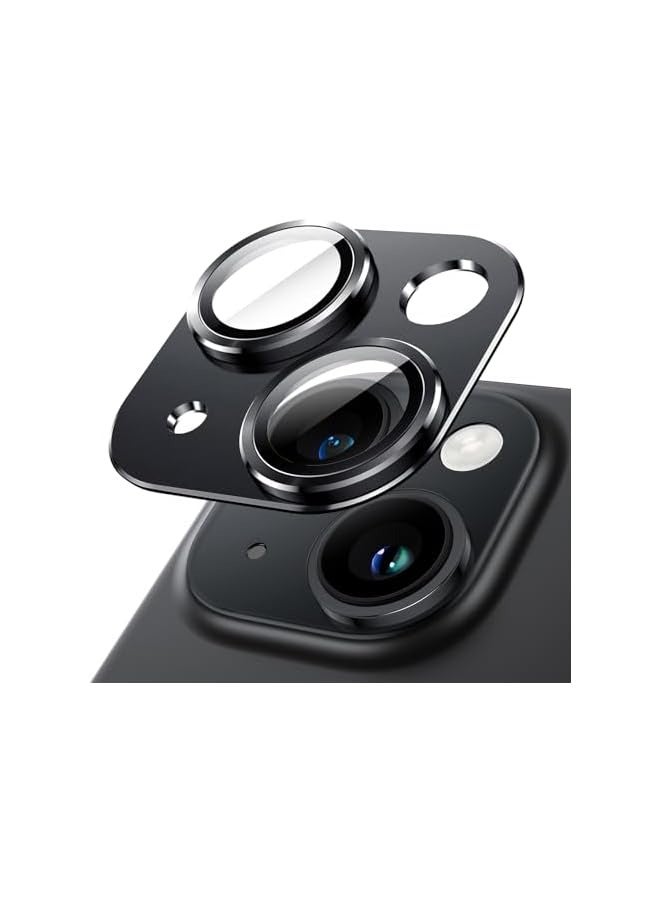 PROMASS Camera Lens Protector for iPhone 15 6.1-Inch and iPhone 15 Plus 6.7-Inch, Full Coverage 9H Tempered Glass Ring Cover, Matte Metal Plate, Case Friendly, 1-Pack (Midnight) - Image 1