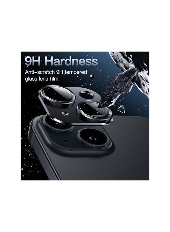 PROMASS Camera Lens Protector for iPhone 15 6.1-Inch and iPhone 15 Plus 6.7-Inch, Full Coverage 9H Tempered Glass Ring Cover, Matte Metal Plate, Case Friendly, 1-Pack (Midnight) - Image 4