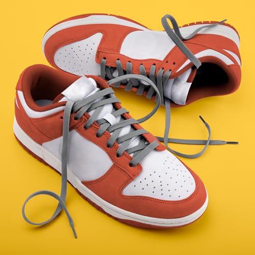 Miscly Flat Shoe Laces for Sneakers, Multiple Lengths and Colors Available - Grey, 54″ (137 CM) - Image 2