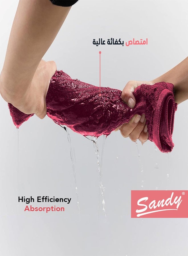 ساندي طقم مناشف حمام كبيرة جدا ساندي بجودة الفنادق قطن 100% صنعت في مصر، ناعمة وسريعة الجفاف وعالية الامتصاص (عبوة من قطعتين - 90×180 سم) - احمر - Image 4