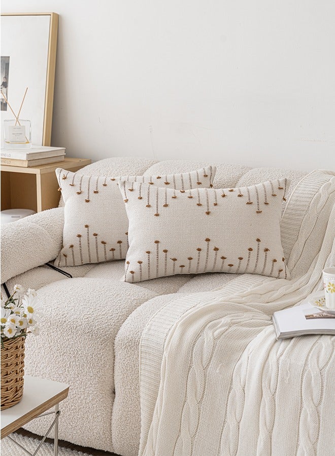 Bukela Pillow Cover Boho Throw Pillow Covers Set of 2 Neutral Decorative Textured Cushion Case Farmhouse Pillowcase Modern Square Pillow Covers for Sofa,Couch, Living Room,Beige and Brown  - Image 2