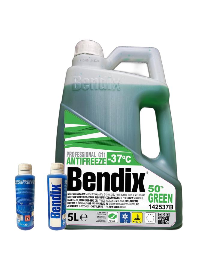 Bendix Concentrated windscreen washer 236 ML & Bendix Anti-Freeze -37   coolant 5 Liter - Green Liquid Coolant  50% Concentrate G12Bundle - Image 1