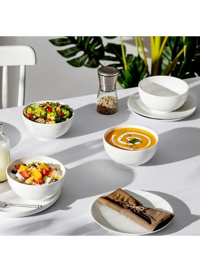 MALACASA 26 oz Porcelain Soup Bowls, 6" Cereal Bowls - White Bowls Set of 4 for Soup, Cereal, Oatmeal, Fruit, Rice - Dishwasher & Microwave Safe, Series Regular - Image 5