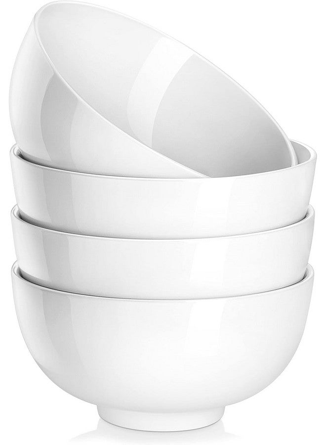 MALACASA 26 oz Porcelain Soup Bowls, 6" Cereal Bowls - White Bowls Set of 4 for Soup, Cereal, Oatmeal, Fruit, Rice - Dishwasher & Microwave Safe, Series Regular - Image 1