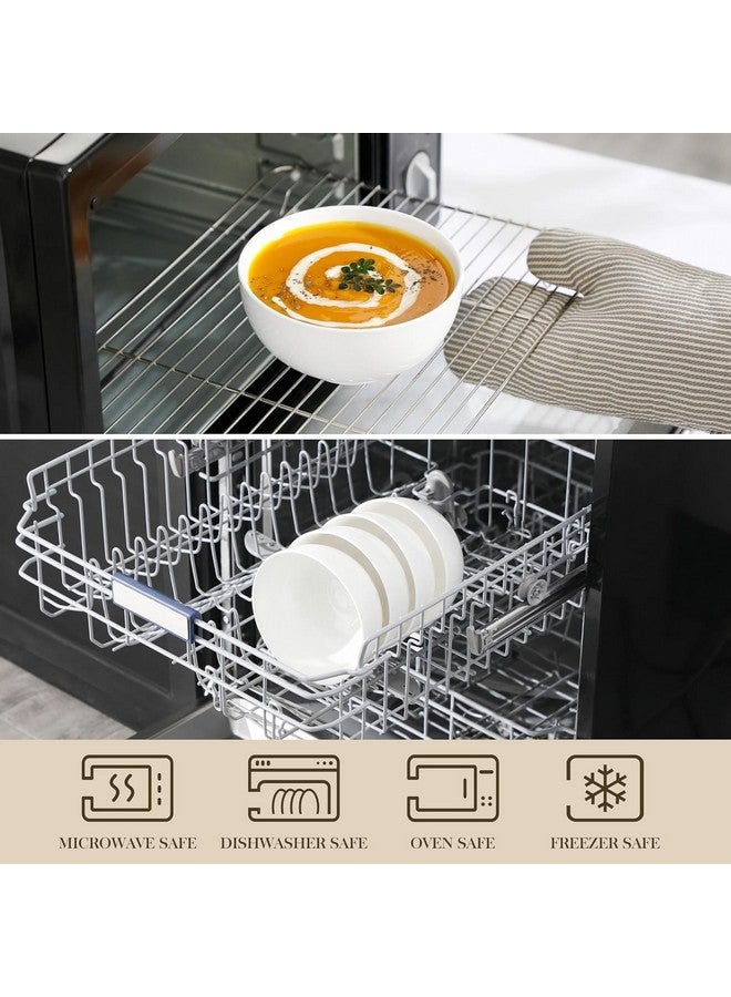 MALACASA 26 oz Porcelain Soup Bowls, 6" Cereal Bowls - White Bowls Set of 4 for Soup, Cereal, Oatmeal, Fruit, Rice - Dishwasher & Microwave Safe, Series Regular - Image 3