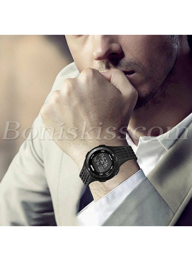 اليشمك ساعة يد رقمية مقاومة للماء بسوار من المطاط طراز 1219 للرجال - Image 4
