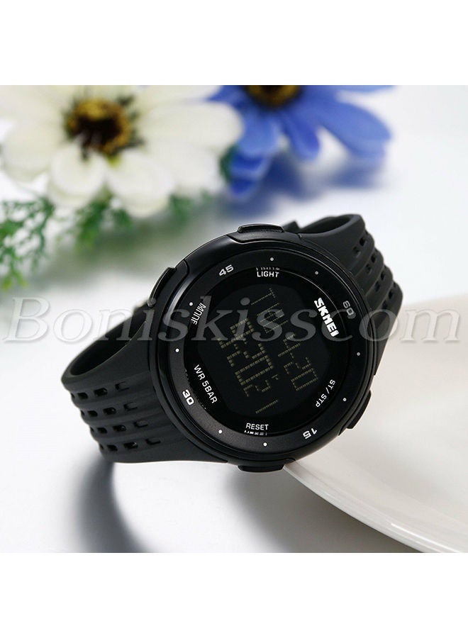 اليشمك ساعة يد رقمية مقاومة للماء بسوار من المطاط طراز 1219 للرجال - Image 2