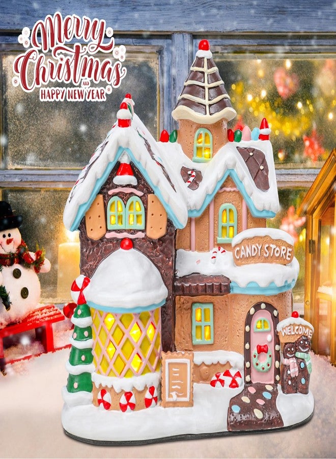 Vipush Christmas Village House Charming Christmas Ceramic Candy Store Decoration with Lights – Perfect Illuminated Holiday Centerpiece for Your Festive Decor - Image 4